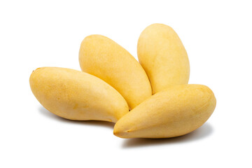 Yellow ripe mango (cultivars : Nam Dok Mai) of Thailand isolated on white background. It's popular and very delicious when eat with mango sticky rice.
