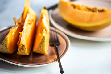 Summer dessert with honey melon