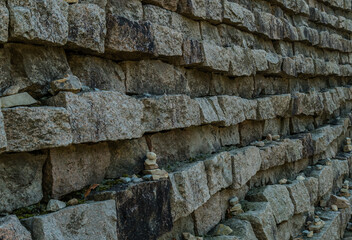 Fortress wall made of flat stones.