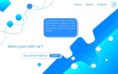 Simple gradient landing page. elegant blue color. geometric design. can be use for banner, poster , presentation an and more. Premium vector