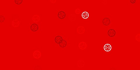 Light Red, Yellow vector background with occult symbols.