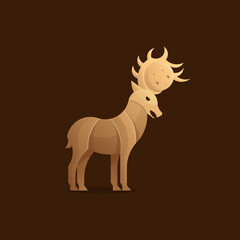 the deer embraces the moon with its horns