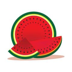 red watermelon vector illustration