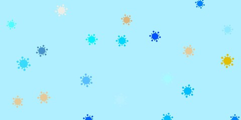 Fototapeta premium Light blue, yellow vector backdrop with virus symbols.