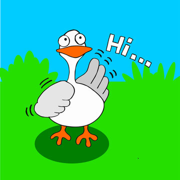 Illustration of a cartoon duck greeting.