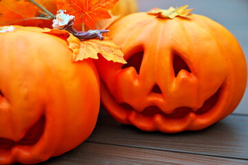 ハロウィン用のカボチャの置物