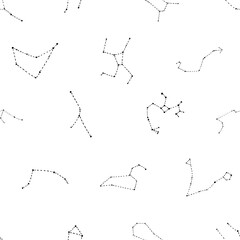 Fototapeta premium Mistery sea is a collection of high-quality hand-drawn watercolor and line art pattern of sea animals, abstract shapes and planets, constellations, abstract lines and stars.