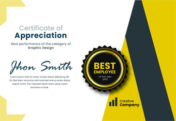 Employee of the year award certificate template