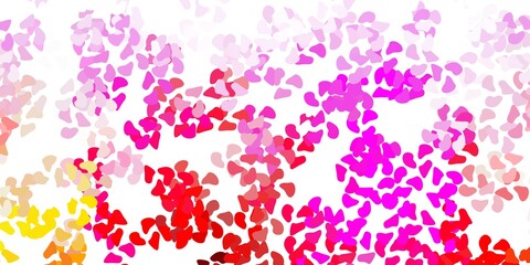 Light pink, yellow vector texture with memphis shapes.