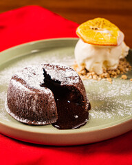 chocolate fondant with ice cream