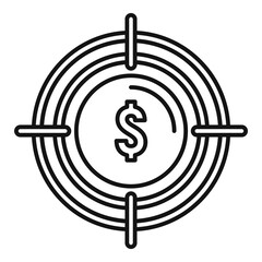 Target money remarketing icon. Outline target money remarketing vector icon for web design isolated on white background