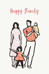 Fototapeta na wymiar Happy family together mother father sister vector