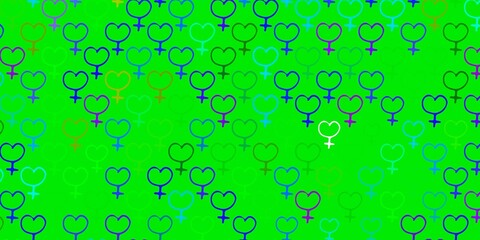 Light Multicolor vector texture with women's rights symbols.