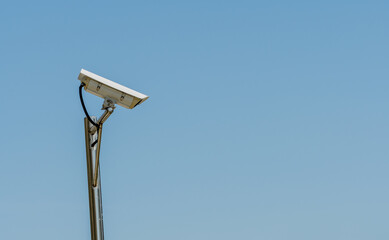 CCTV camera on chrome pole
