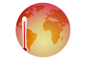 Planeta tierra calentándose con un termómetro. © Gabrieuskal