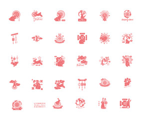 bundle of mid autumn festival set icons