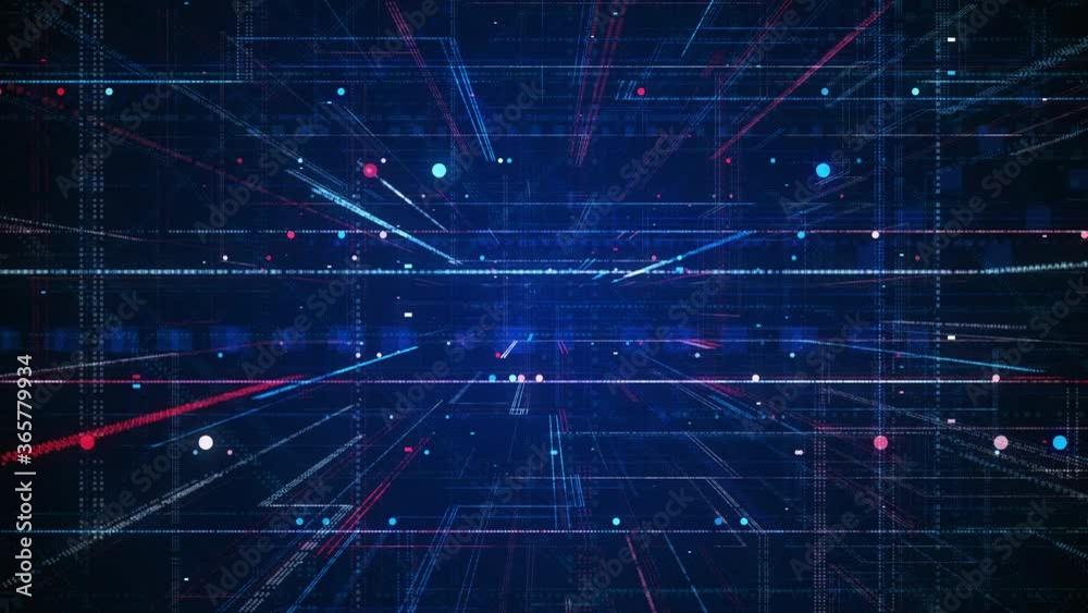 Poster abstract fly through hologram 3d big data with futuristic matrix. digital network with a binary code