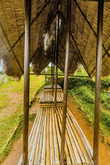 Bamboo bench straw awning