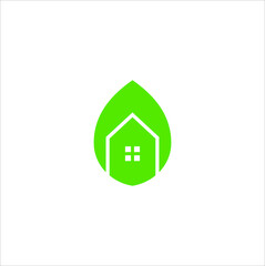 Leaf and Green House Logo Design Concept Template