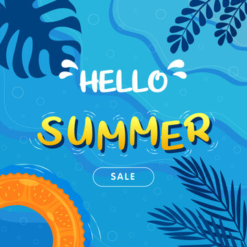 hello summer sale background design