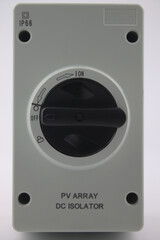 PV array dc isolator box front cover, isolated on white