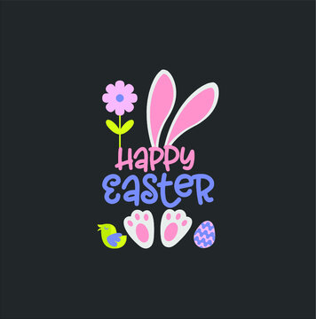 Easter Bunny Ears And Eggs T Shirt Happy Easter Tee Kids New Design Vector Illustrator