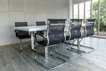 Desk chair in meeting room.
