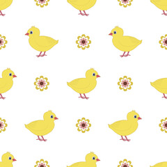 Cute chick seamless pattern vector on isolated white background.