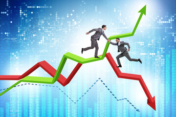 Businessman saving competitor during the crisis