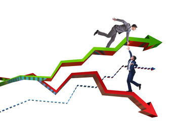 Businessman saving competitor during the crisis