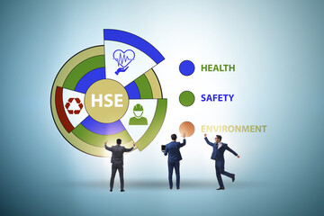 HSE concept for health safety environment with businessman