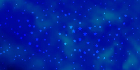 Dark BLUE vector background with colorful stars. Colorful illustration with abstract gradient stars. Pattern for new year ad, booklets.
