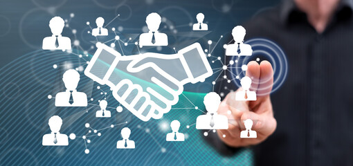 Man touching a partnership concept