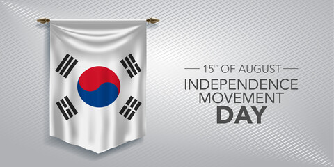 South Korea independence movement day greeting card, banner, vector illustration