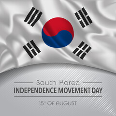 South Korea happy independence movement day greeting card, banner vector illustration