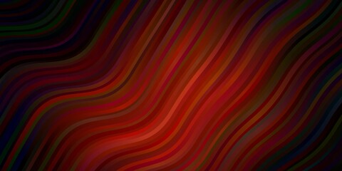 Dark Red vector template with wry lines. Bright illustration with gradient circular arcs. Pattern for ads, commercials.