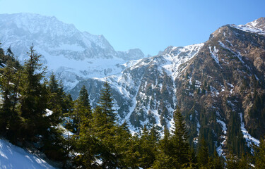 Winter landscape in Fagaras Mountains, Romania, Europe