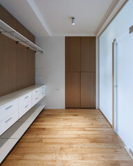 Modern wardrobe with contemporary interior design in bedroom