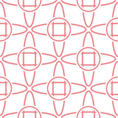 Geometric seamless background. Pink round pattern on white background