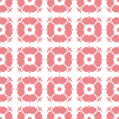 Fototapeta na wymiar White seamless background with pink flloral pattern