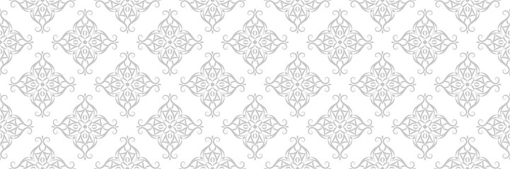 Floral gray seamless pattern. On white background
