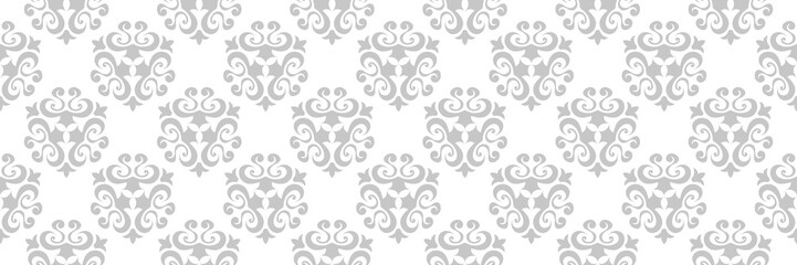 Floral gray seamless pattern. On white background