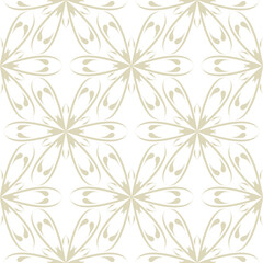 Floral seamless background. Pale olive green ornament on white background