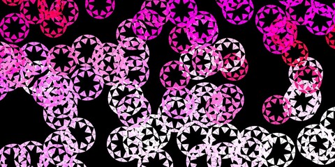 Dark pink vector background with bubbles.