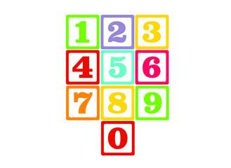 numbers for children. Kids learning material. color numbers in square