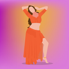 Indian girl performing a bollywood style dance. Actress dancing in bollywood style as seen in Indian cinema.