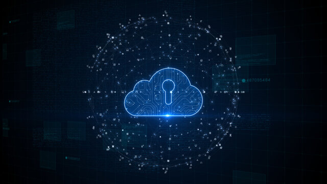 Cloud computing of cyber security, digital data network protection. High-speed connection data analysis. Technology data binary code network conveying connectivity background concept. - Powered by Adobe