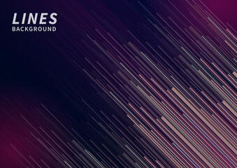 Abstract pink, purple, green speed lines diagonal pattern on dark blue background.