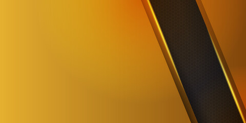 Abstract yellow black metallic on dark hexagon mesh design modern creative background vector illustration. orange futuristic elements on black background. Chrome metallic perforated texture design.