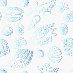 bright pattern of seashells. marine vector illustration isolated on white background